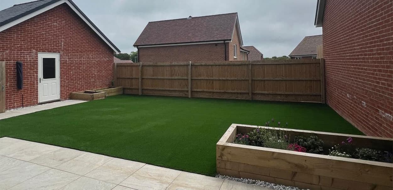 Garden after artificial grass installation — project 2