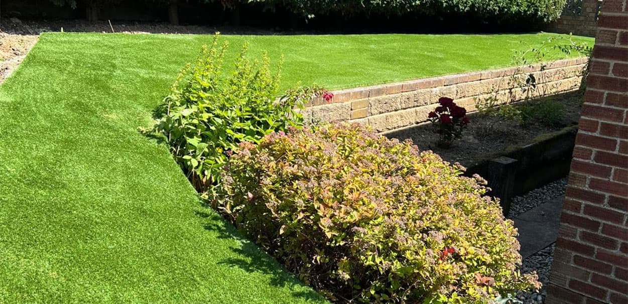 Garden after artificial grass installation — project 3