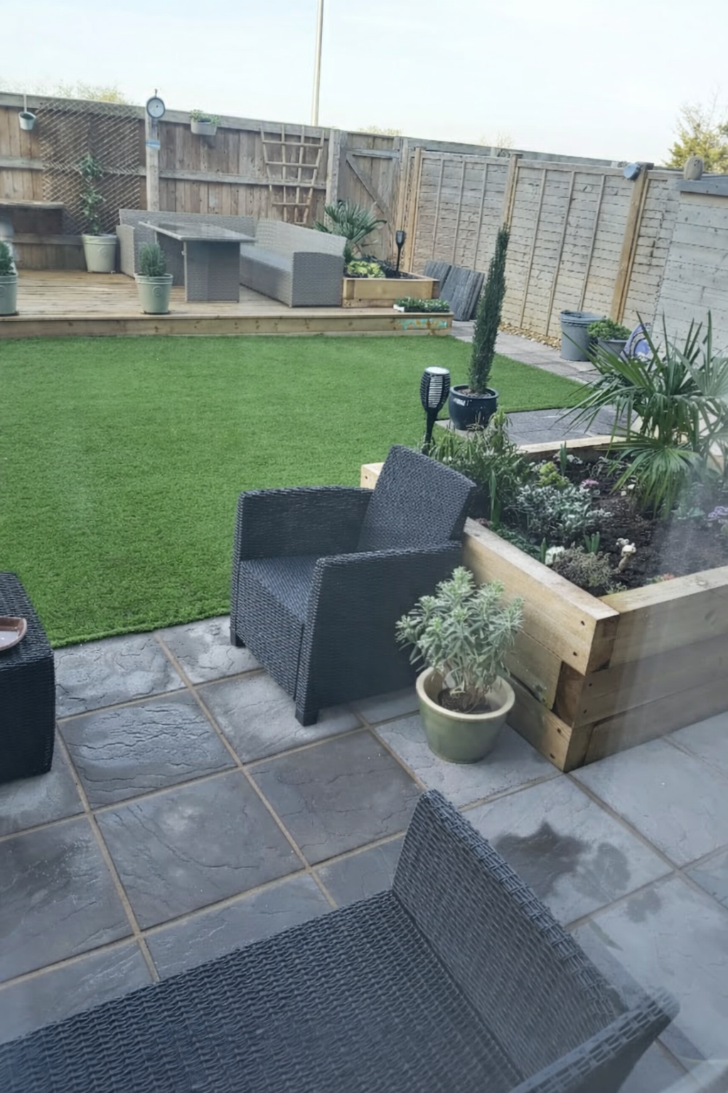 Garden after artificial grass installation — project 4
